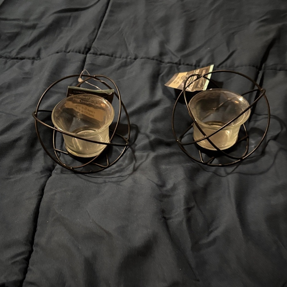 Modern Black Wire Tealight Candle Holders NWT